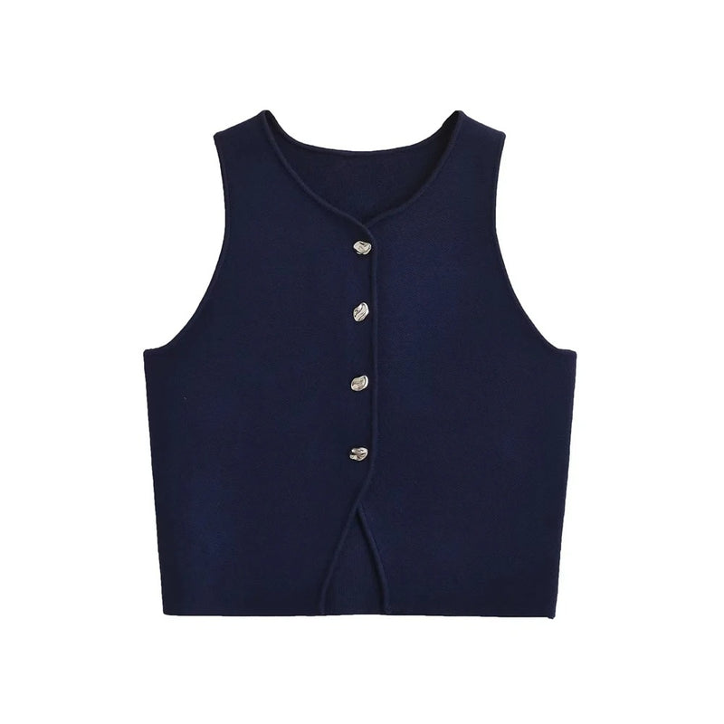 Cropped gebreid vest voor dames