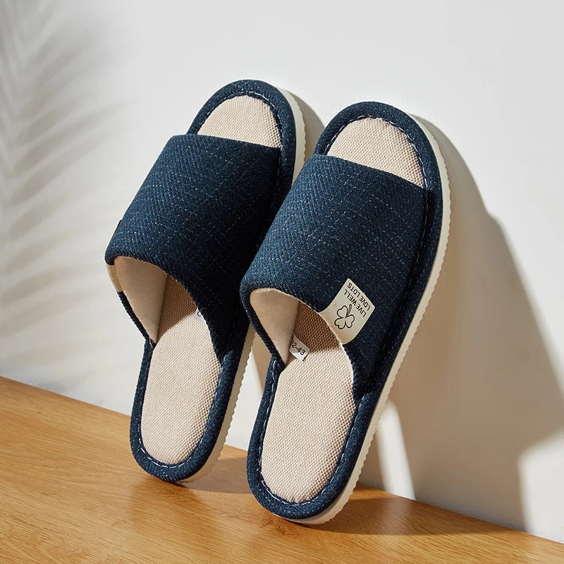 Heren linnen huisslippers