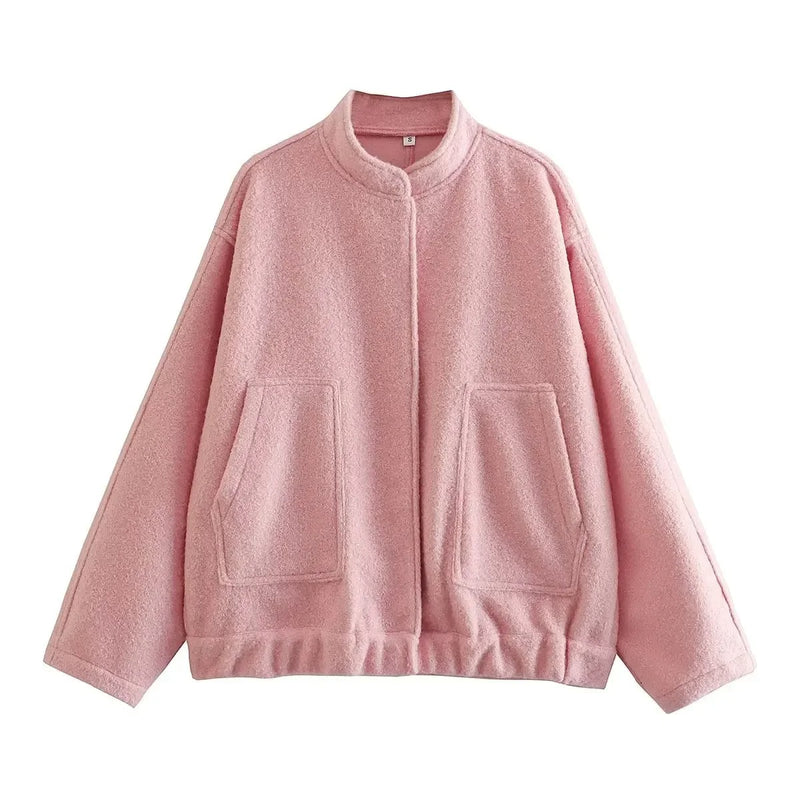 Tweed oversized bomberjack voor dames
