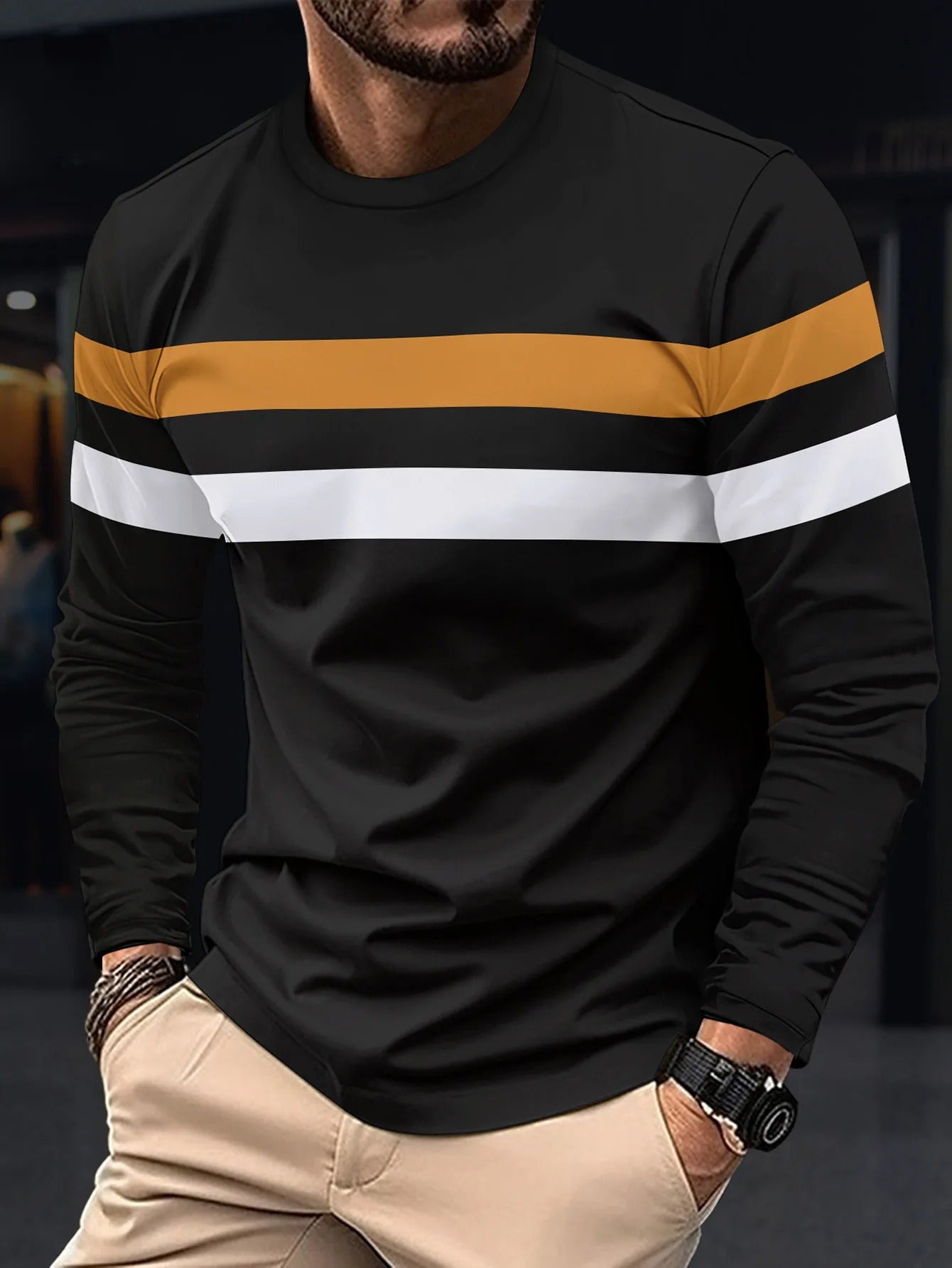 Heren Splice T-shirt met lange mouwen