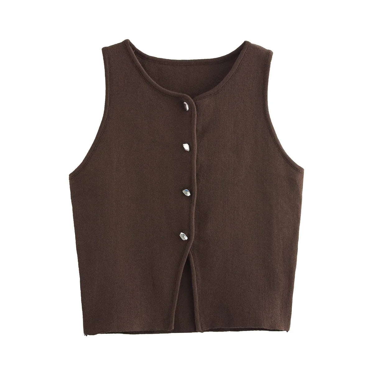 Gebreide Button-Up Gewatteerde Damestop