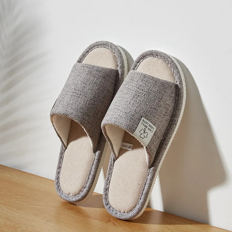 Heren linnen huisslippers