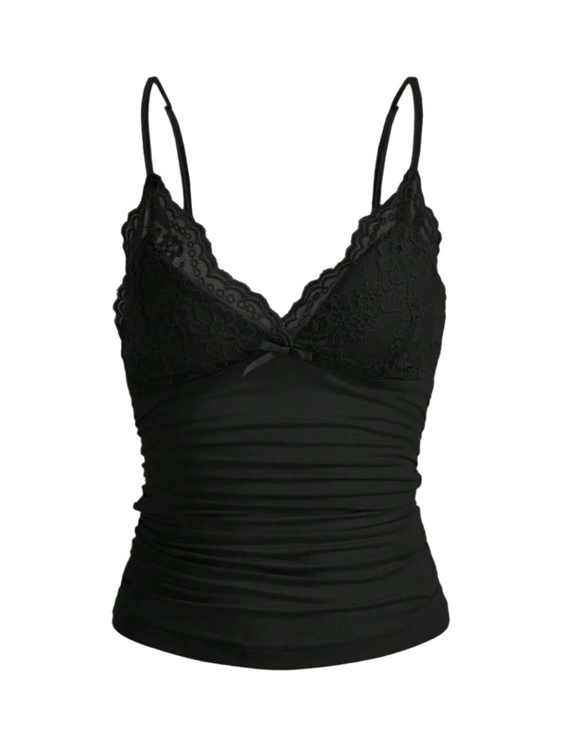 Contrasterende kanten crop top met strik aan de voorkant voor dames