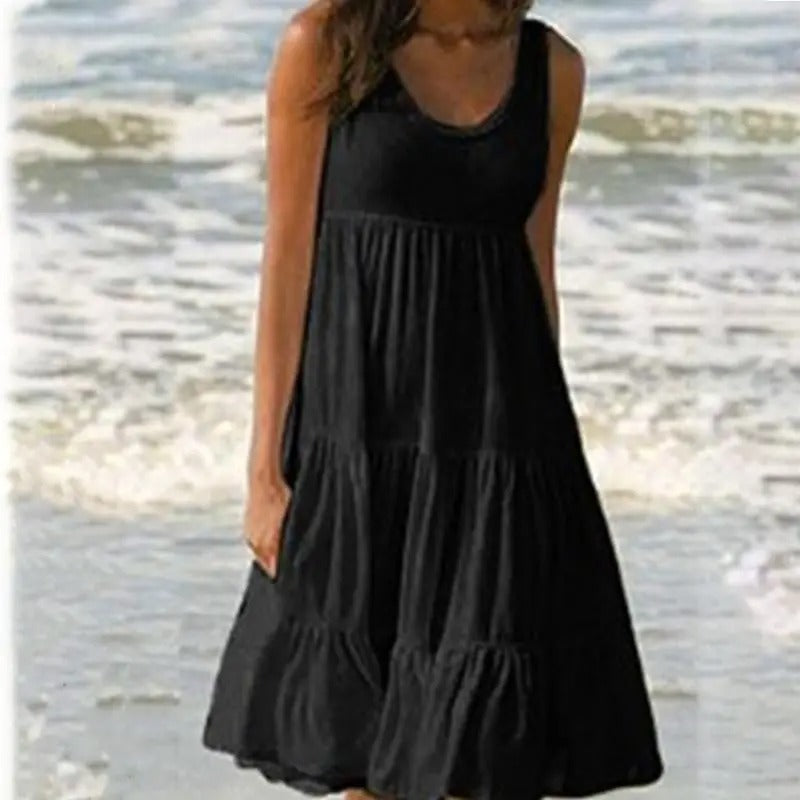 Effen bodycon-jurk met mouwloze, open rug en split voor dames