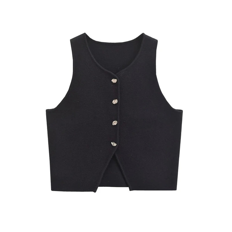 Cropped gebreid vest voor dames