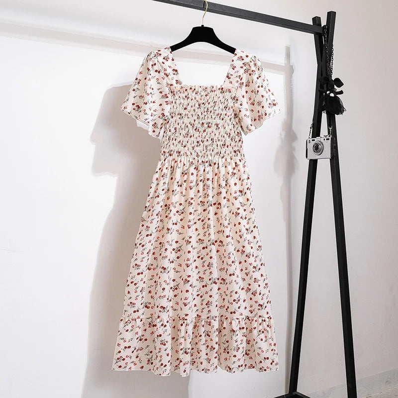Chiffon midi-jurk met bloemen voor dames