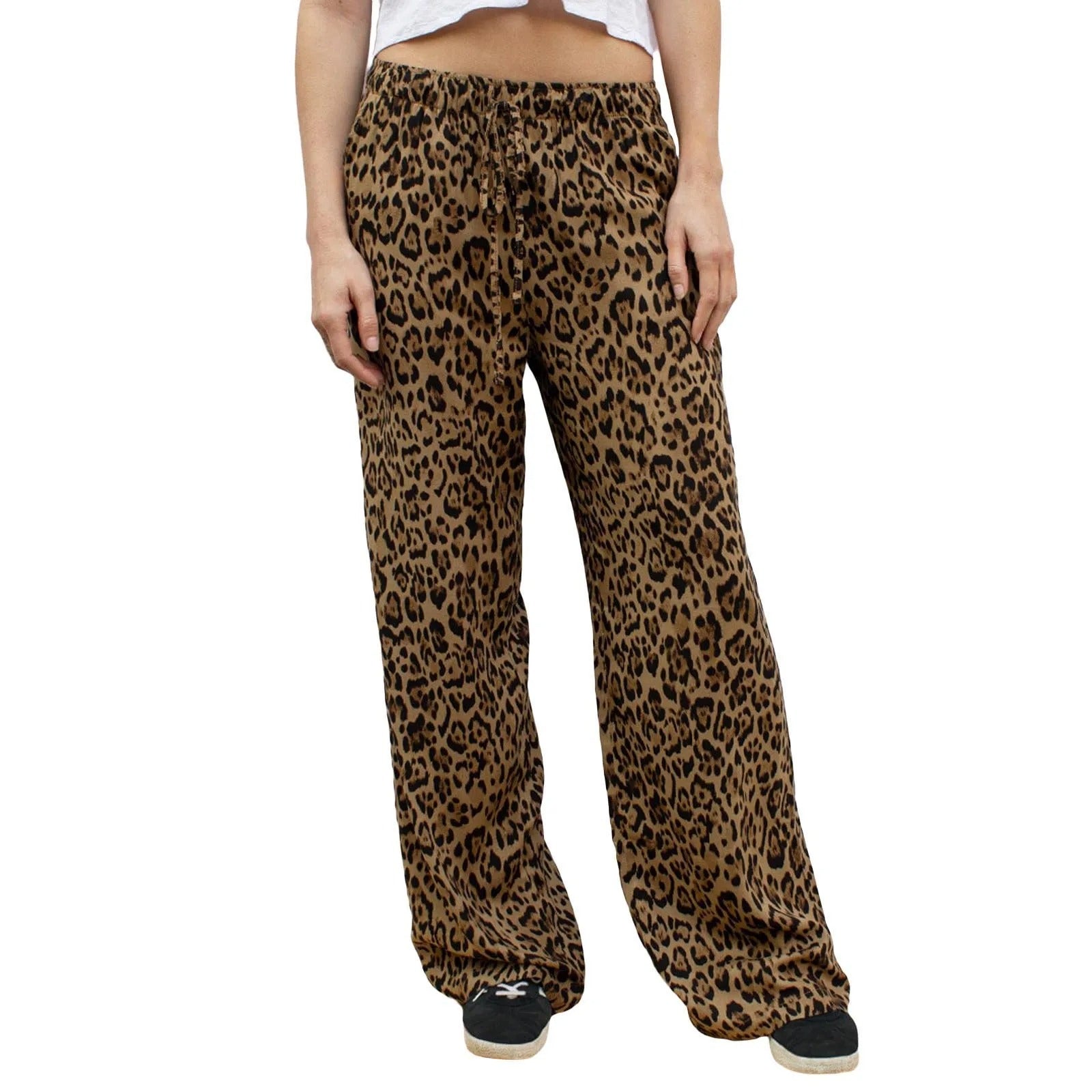 Vintage Luipaardprint Wijde Broek