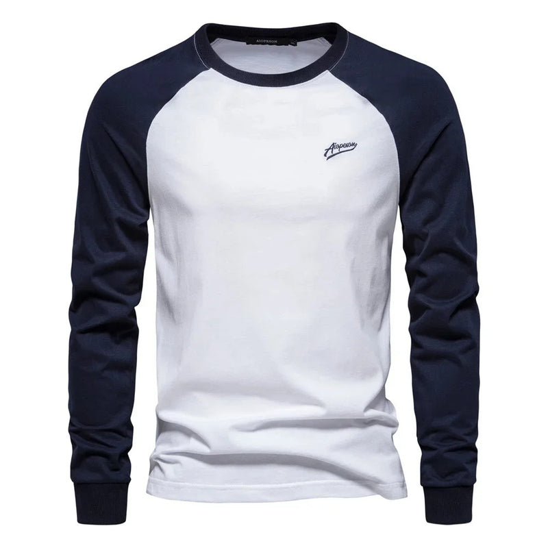 Heren-T-shirt met lange mouwen en patchwork