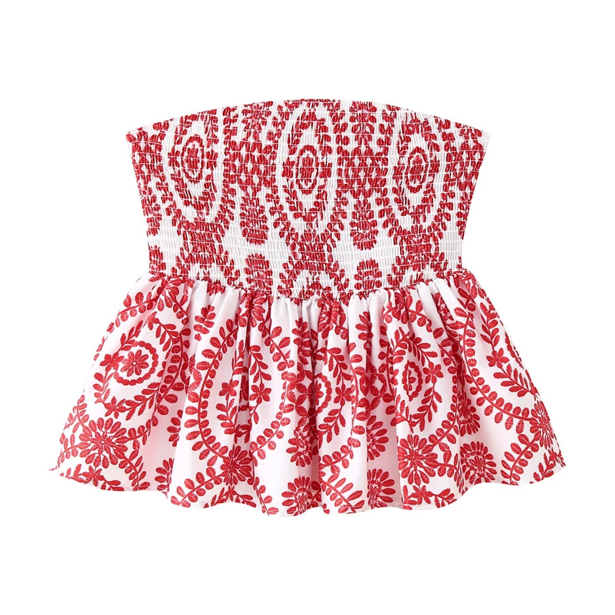 Crop top met bloemenprint en ruches