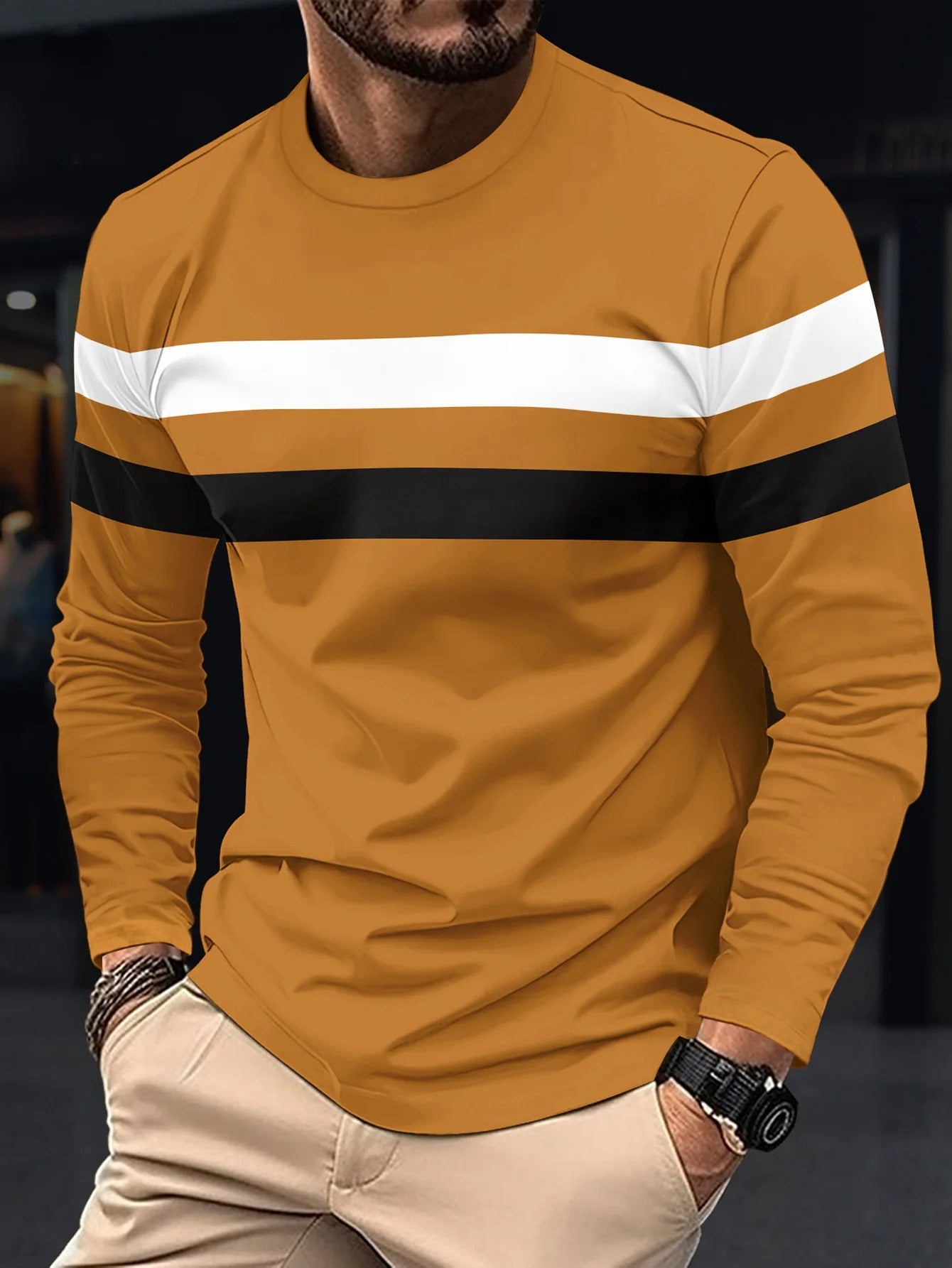 Heren Splice T-shirt met lange mouwen