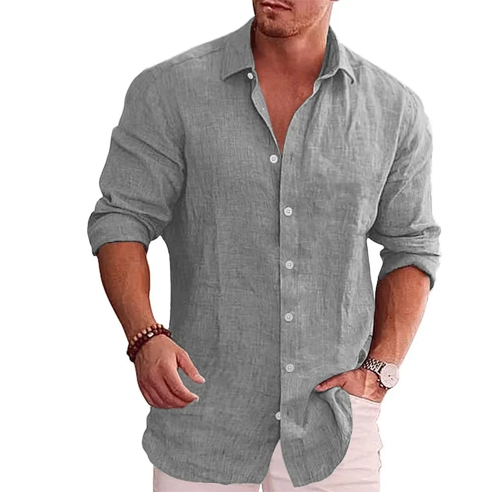 Casual linnen poloshirt voor heren