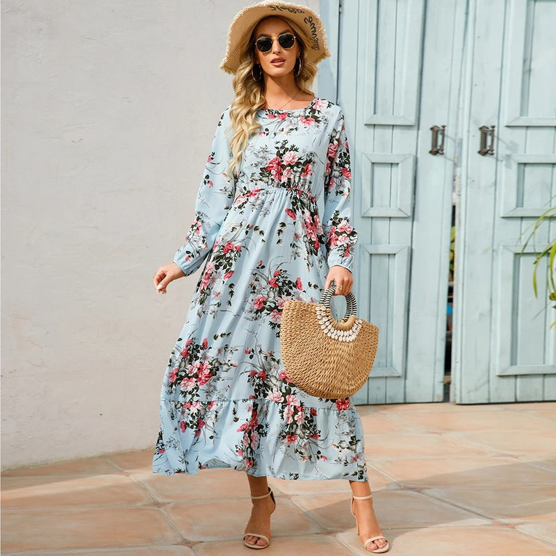 Bohemian chiffon maxi-jurk voor dames