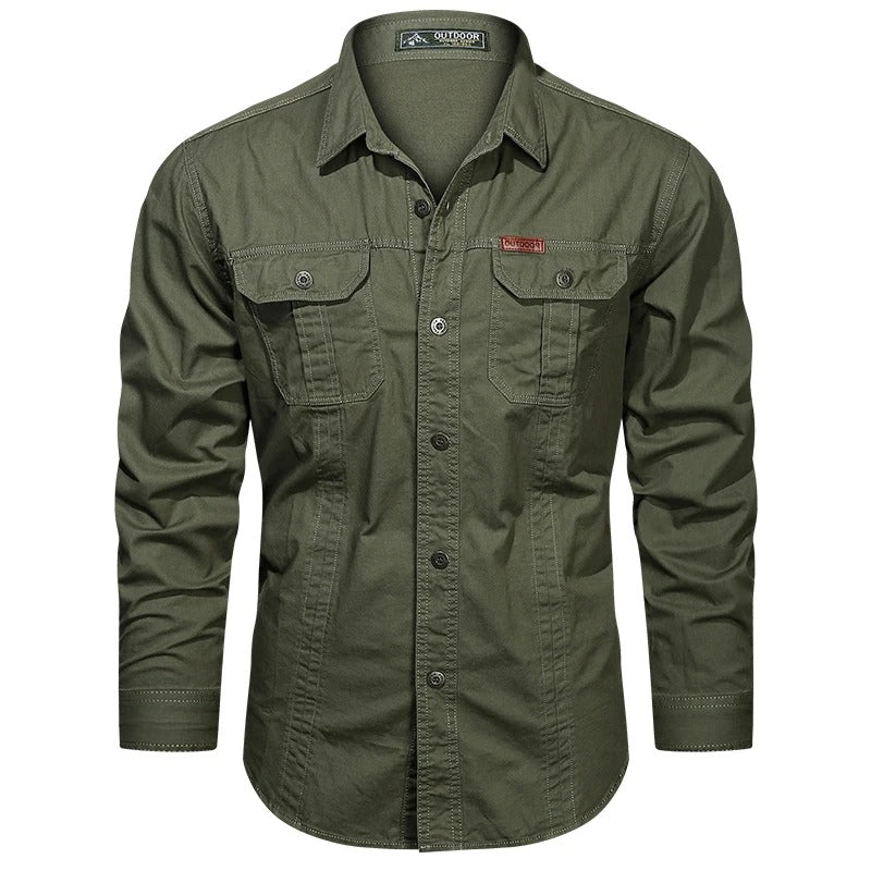 Heren katoenen cargoshirt