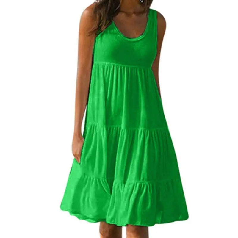 Effen bodycon-jurk met mouwloze, open rug en split voor dames