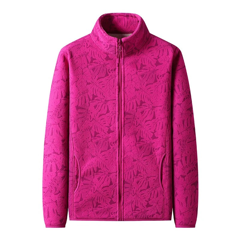 Bedrukte geborstelde fleece jas voor dames