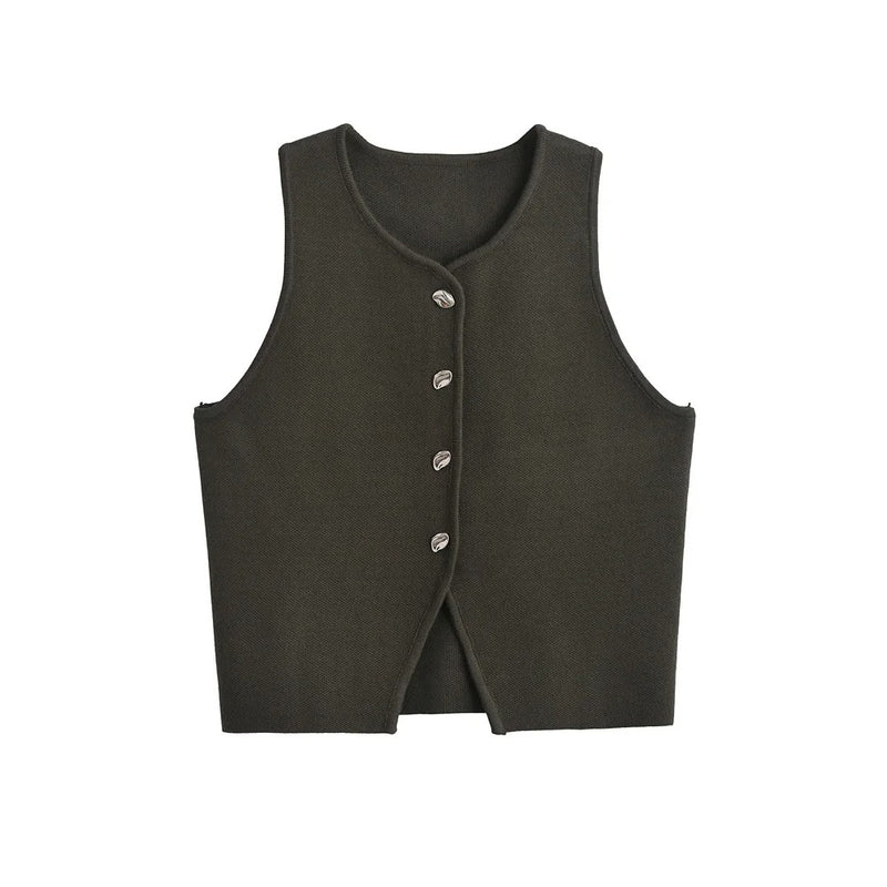 Cropped gebreid vest voor dames