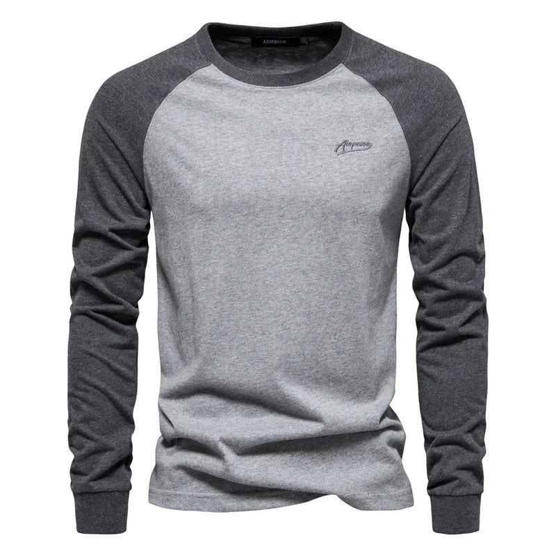 Heren-T-shirt met lange mouwen en patchwork