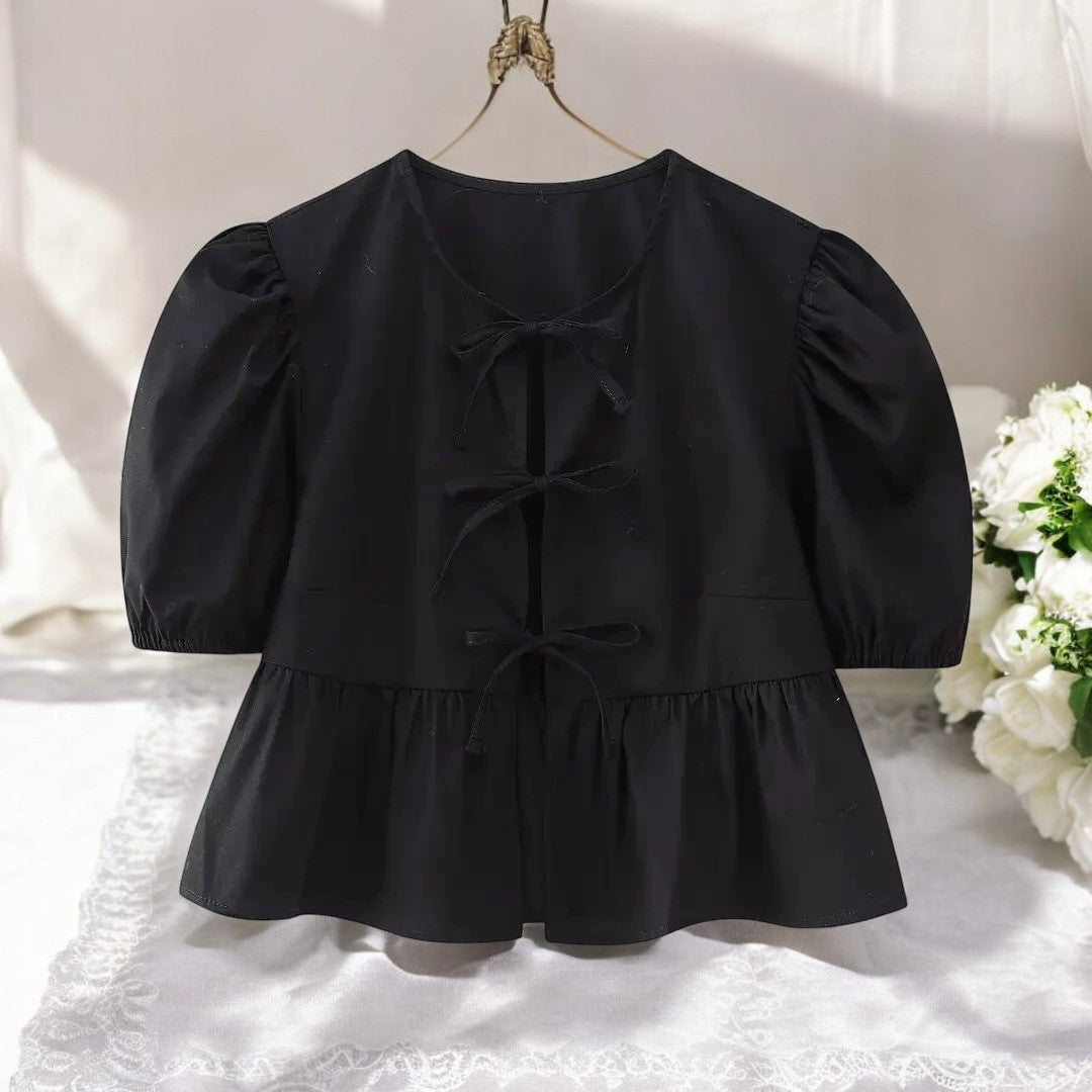 Damesblazer met gekatte mouwen en pofmouwtjes
