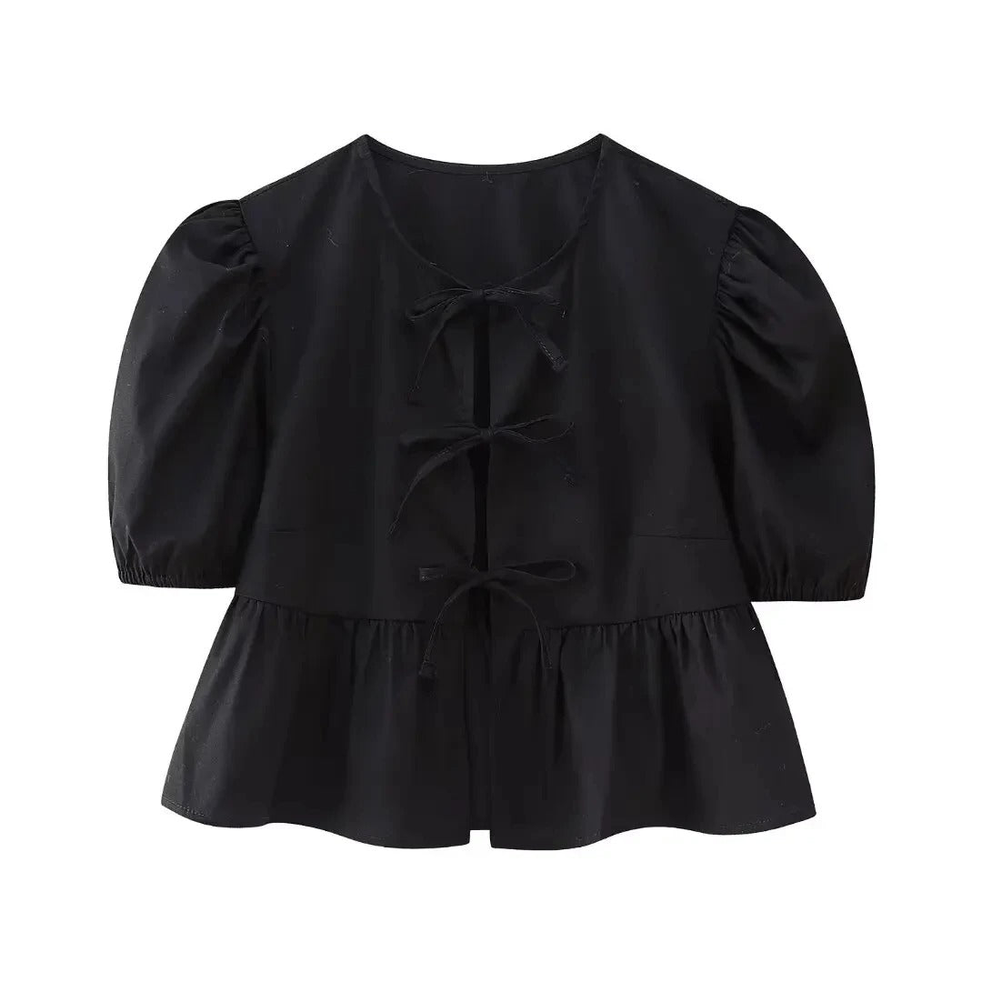 Damesblazer met gekatte mouwen en pofmouwtjes