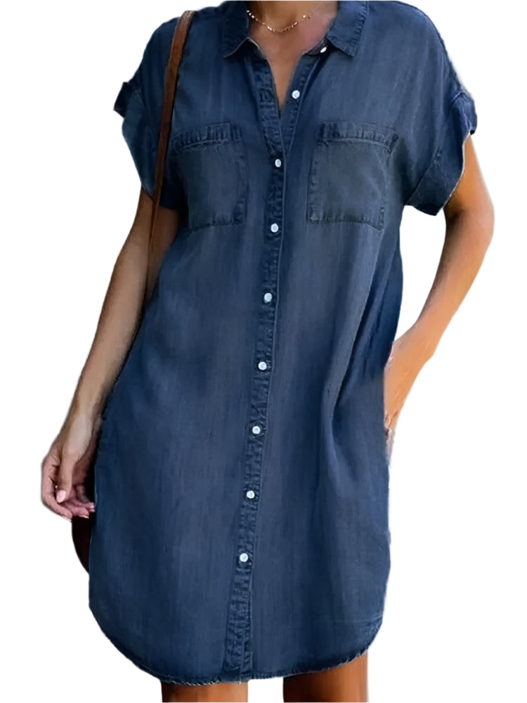 Casual losse denim overhemdjurk voor dames