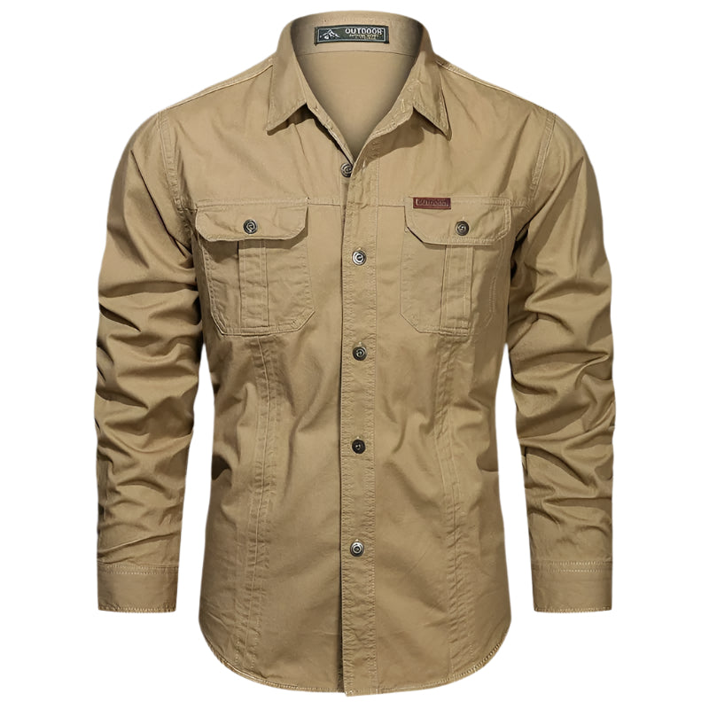 Heren katoenen cargoshirt