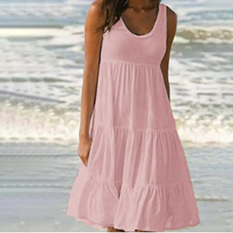 Effen bodycon-jurk met mouwloze, open rug en split voor dames