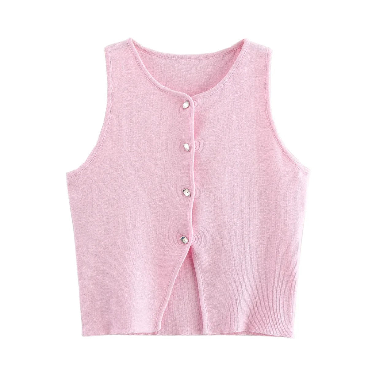 Gebreide Button-Up Gewatteerde Damestop