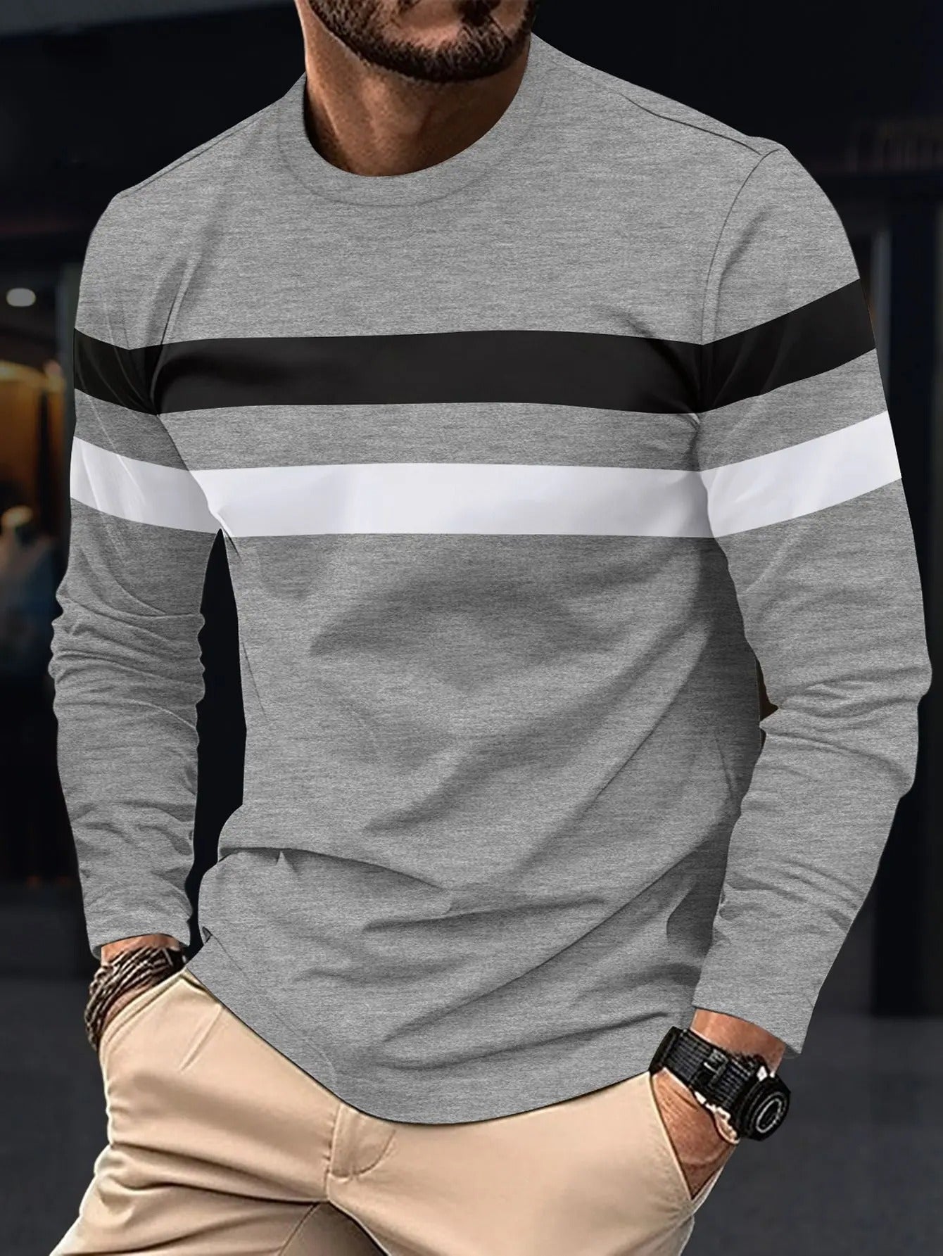 Heren Splice T-shirt met lange mouwen