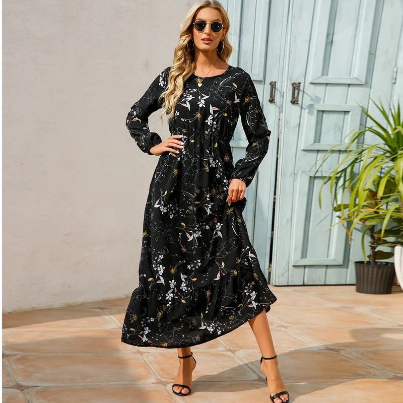 Bohemian chiffon maxi-jurk voor dames