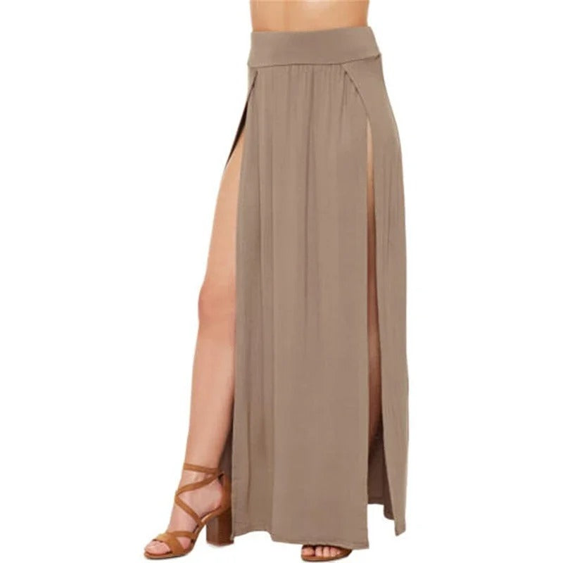 Dames hoge taille dubbele split rok