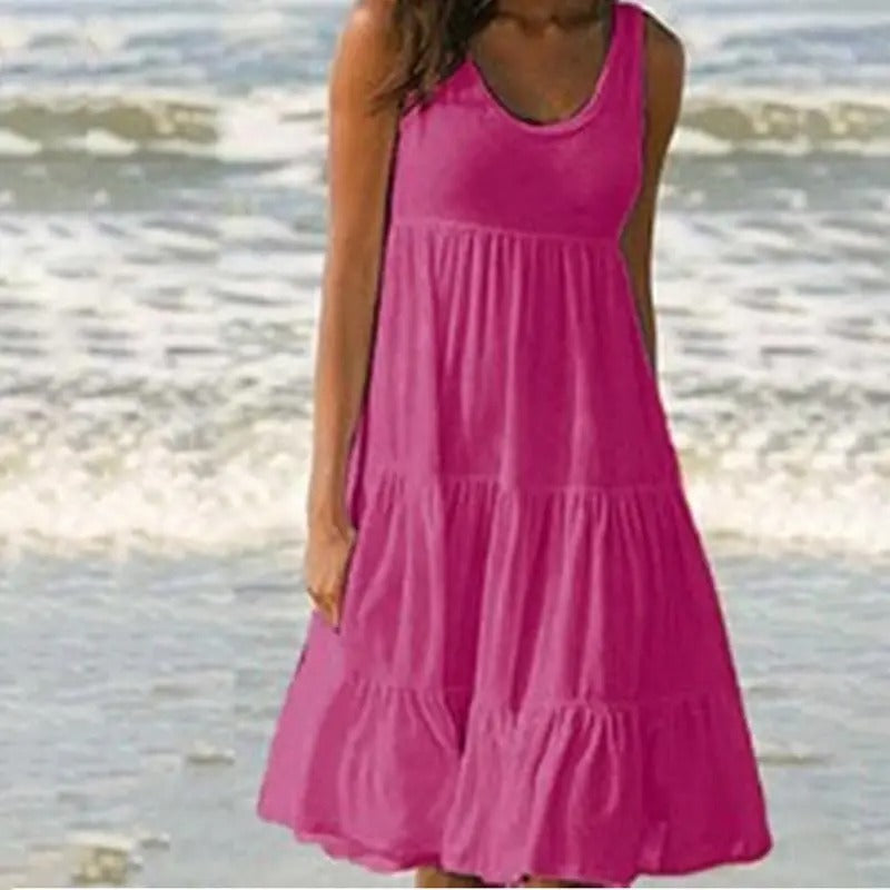 Effen bodycon-jurk met mouwloze, open rug en split voor dames