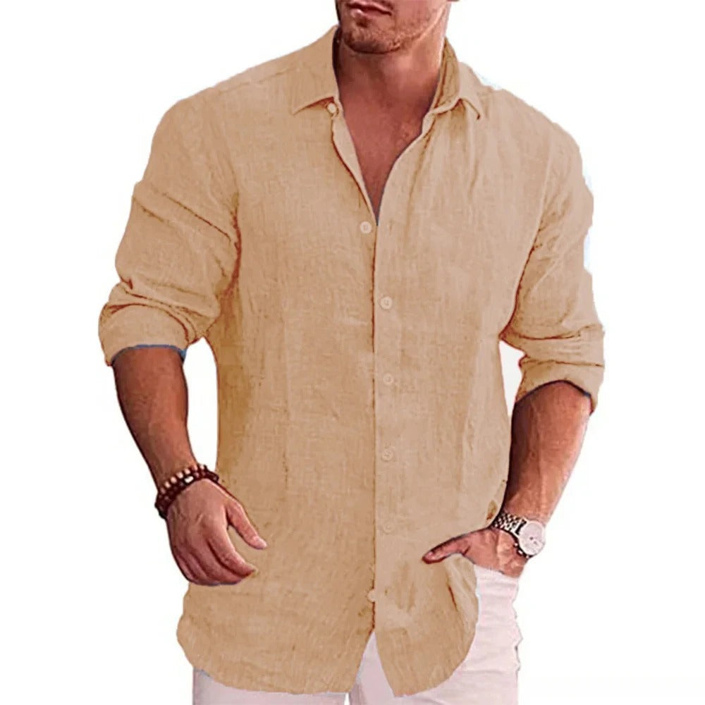 Casual linnen poloshirt voor heren