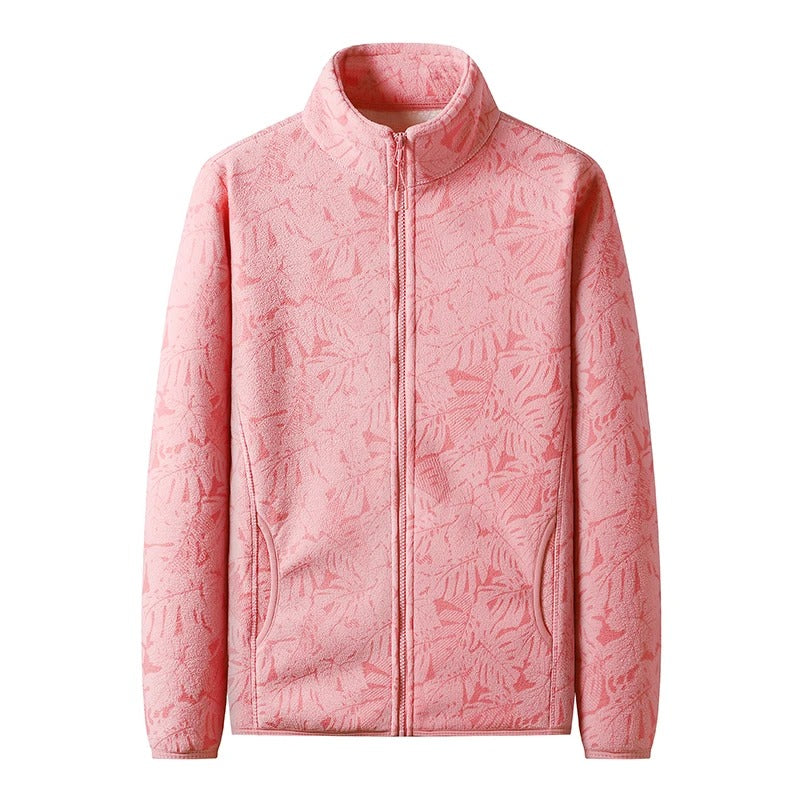 Bedrukte geborstelde fleece jas voor dames