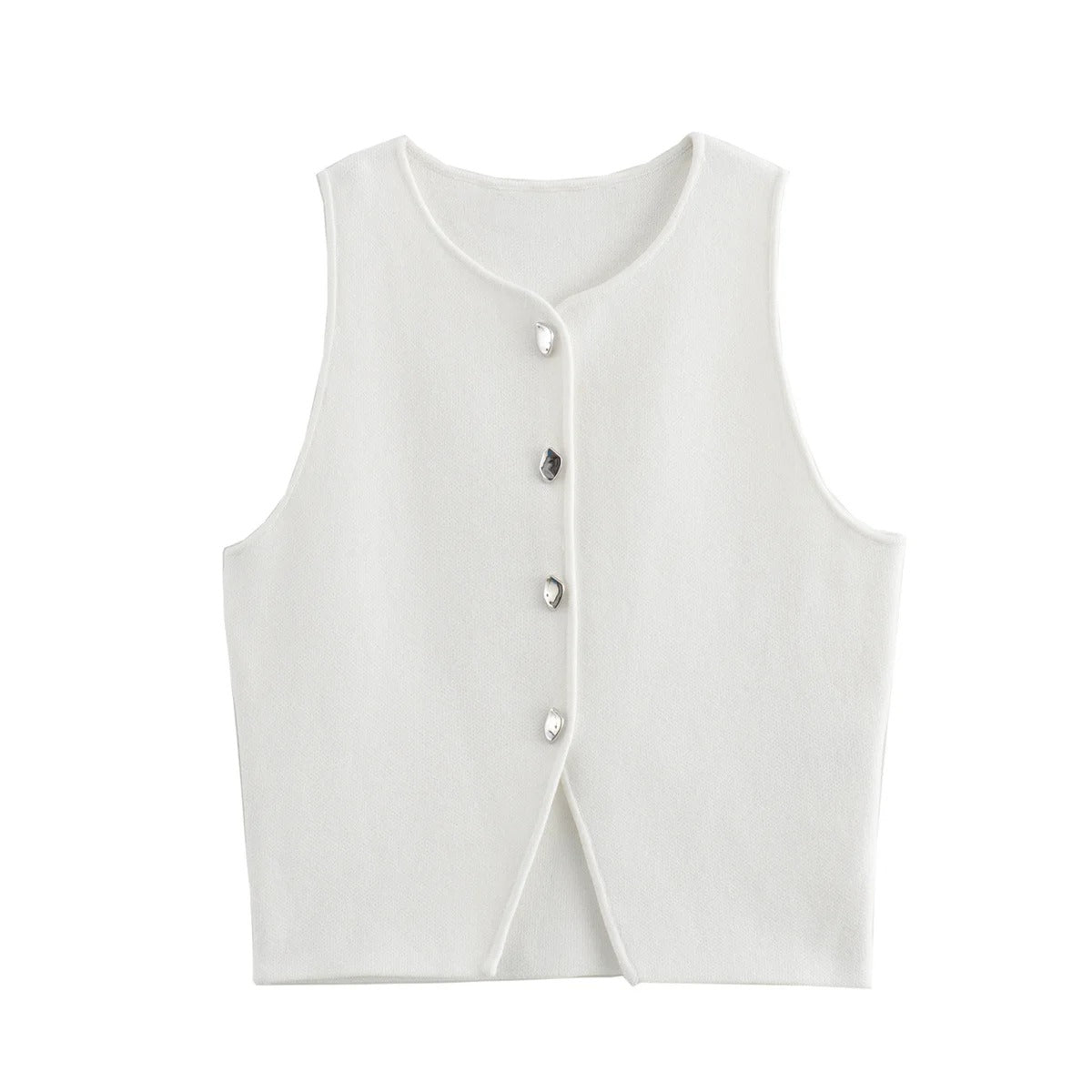 Gebreide Button-Up Gewatteerde Damestop