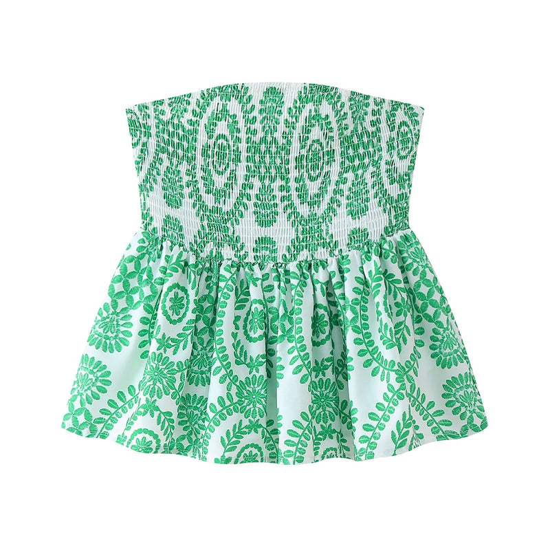 Crop top met bloemenprint en ruches