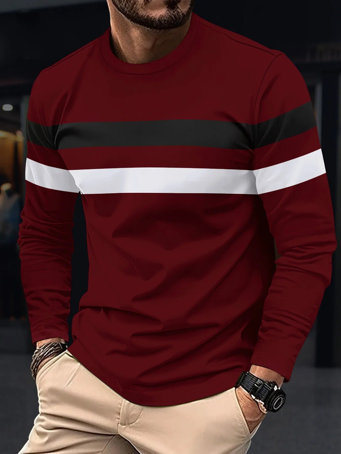 Heren Splice T-shirt met lange mouwen