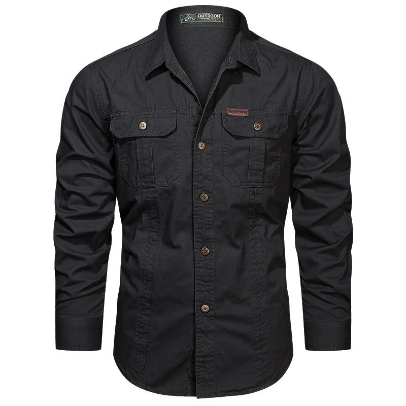 Heren katoenen cargoshirt