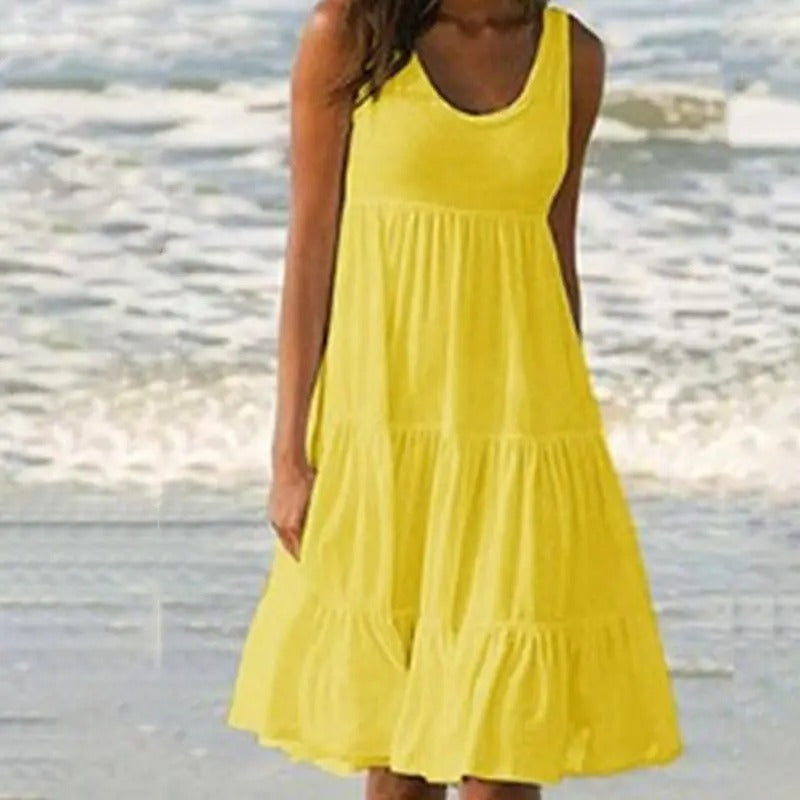 Effen bodycon-jurk met mouwloze, open rug en split voor dames