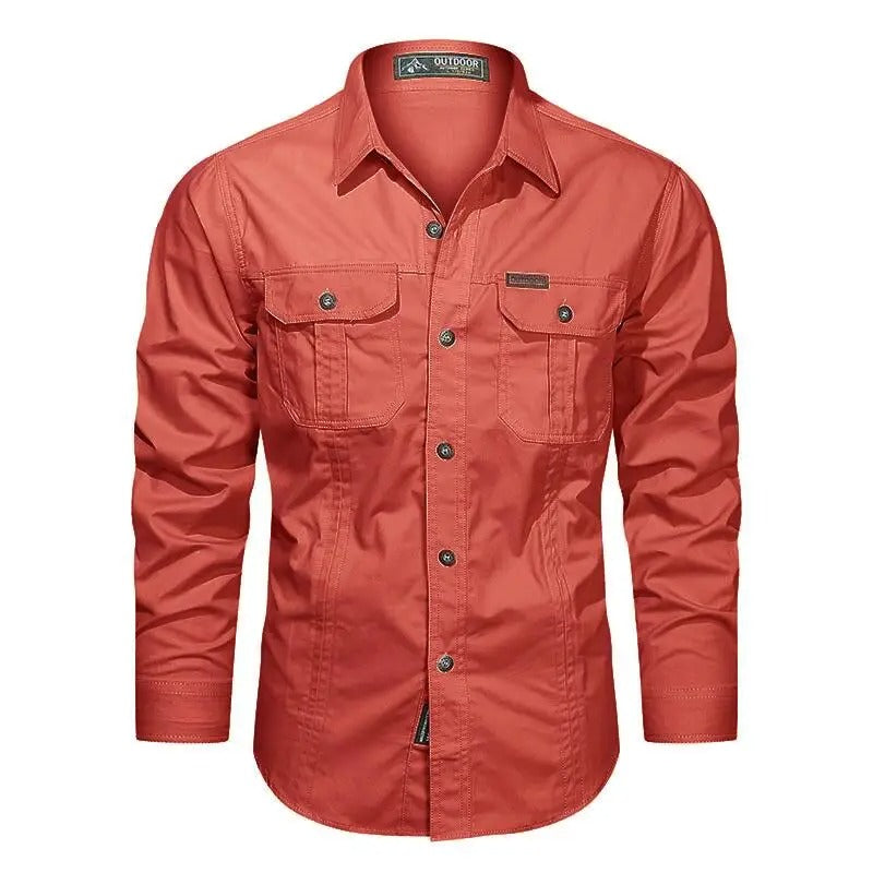 Heren katoenen cargoshirt