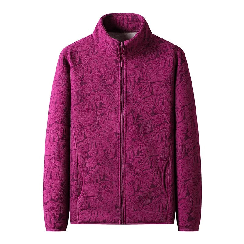 Bedrukte geborstelde fleece jas voor dames