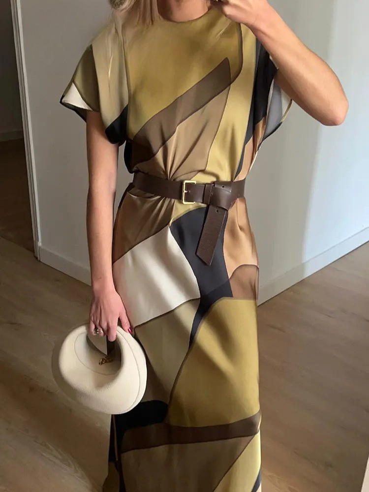 Vintage print holle jurk voor dames