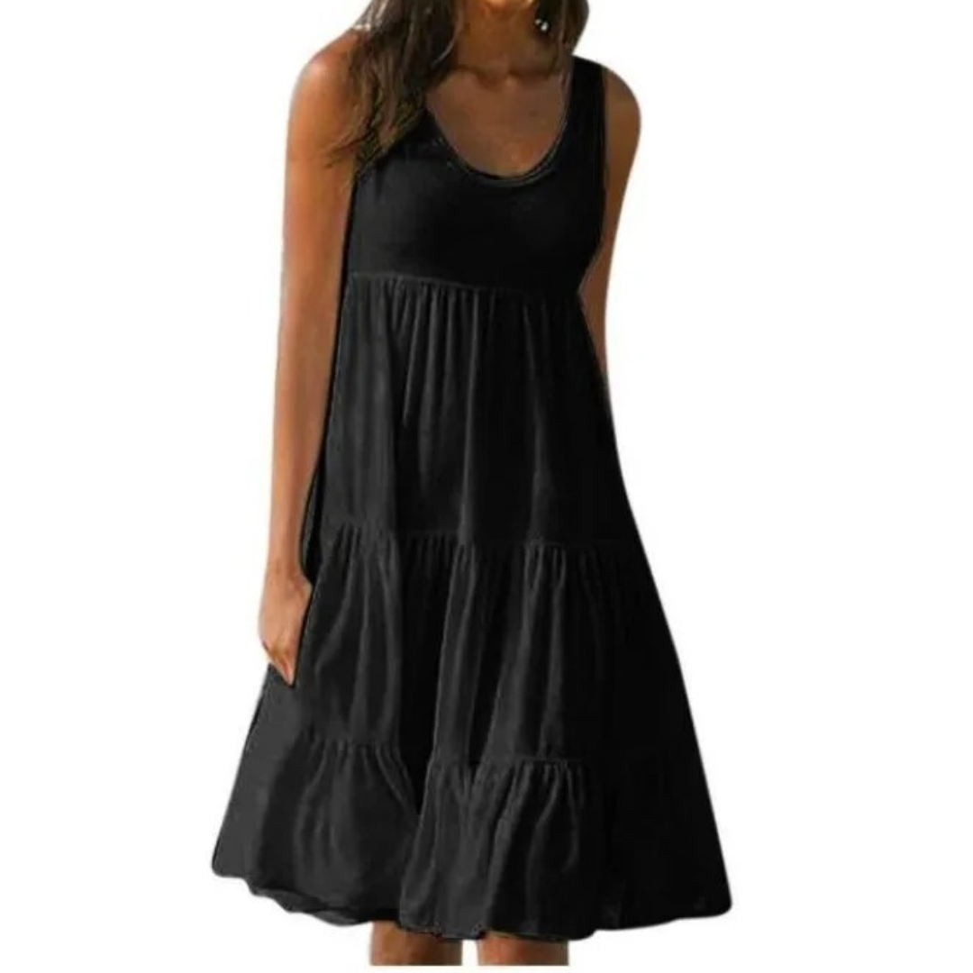 Boho mini-jurk met ruches voor dames