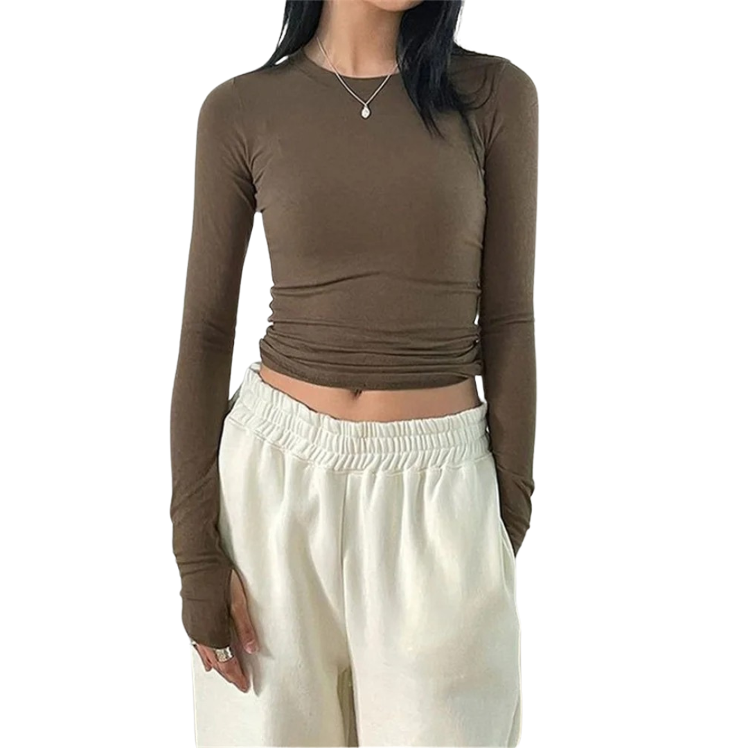 Dames Slim Fit Ronde Hals Tops
