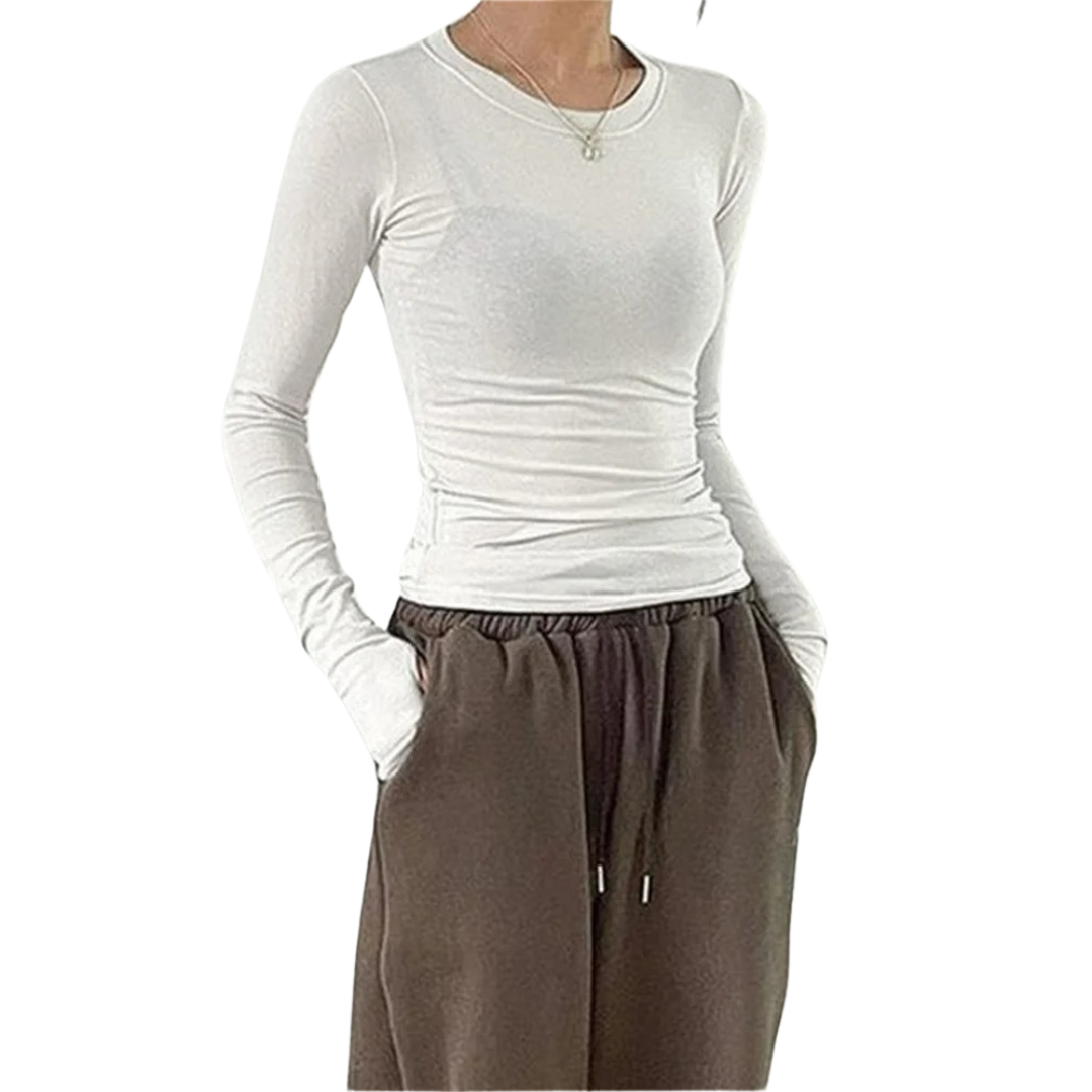 Dames Slim Fit Ronde Hals Tops