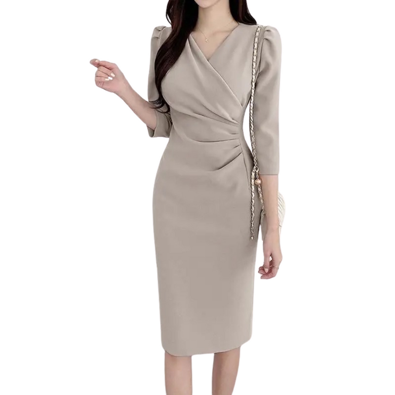 Dames V-hals bodycon knielange werkjurk