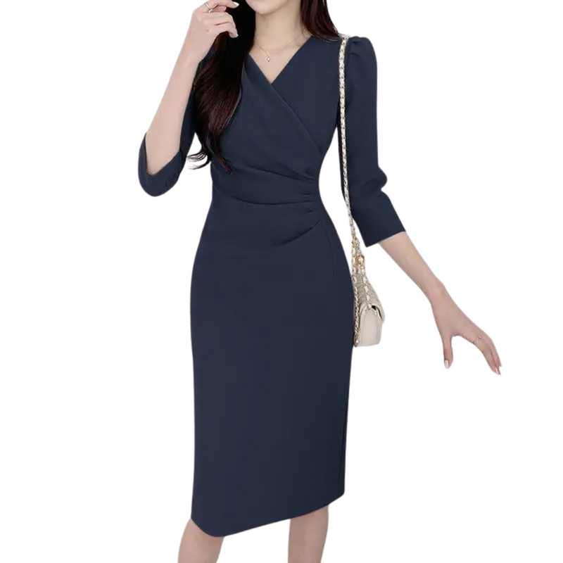 Dames V-hals bodycon knielange werkjurk