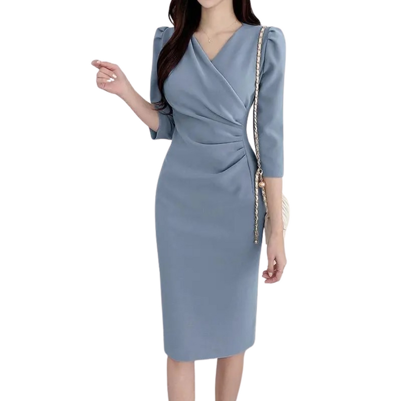 Dames V-hals bodycon knielange werkjurk