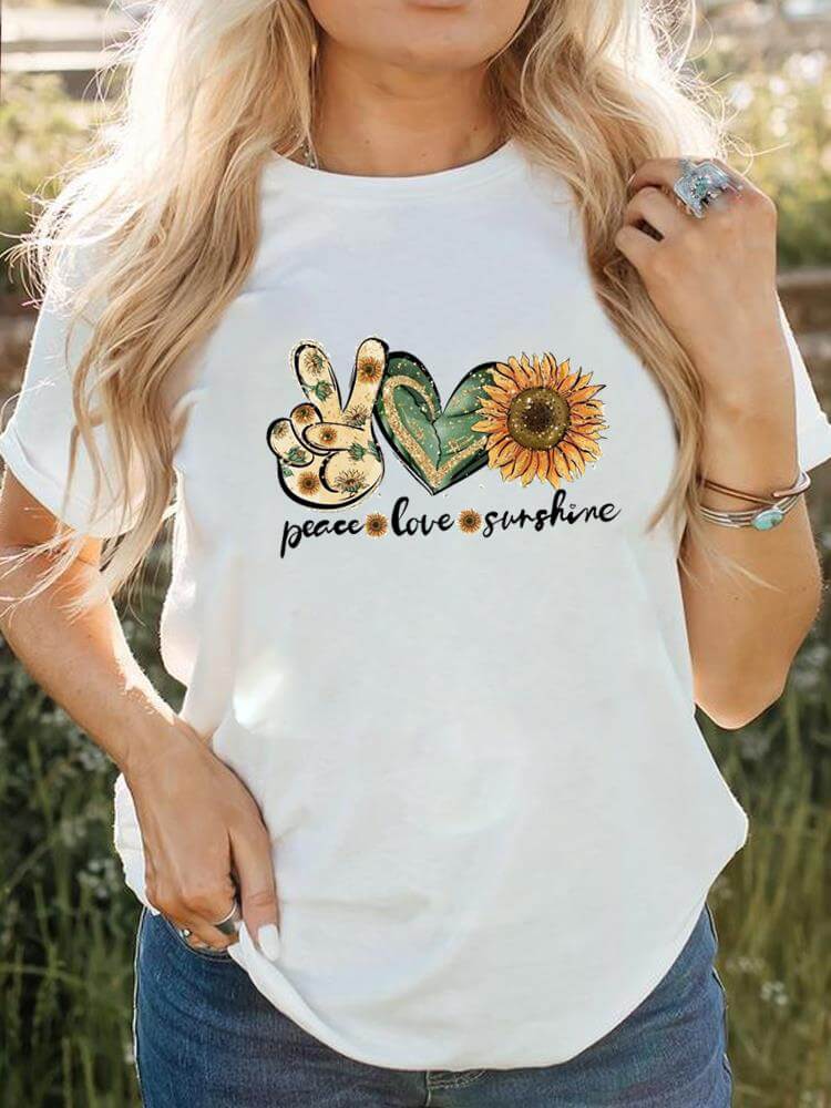 Vrouwen Korte Mouw Bedrukt T-shirt