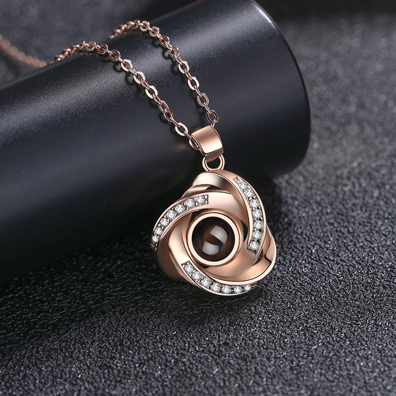 Gepersonaliseerde Rose Foto Projectie Ketting