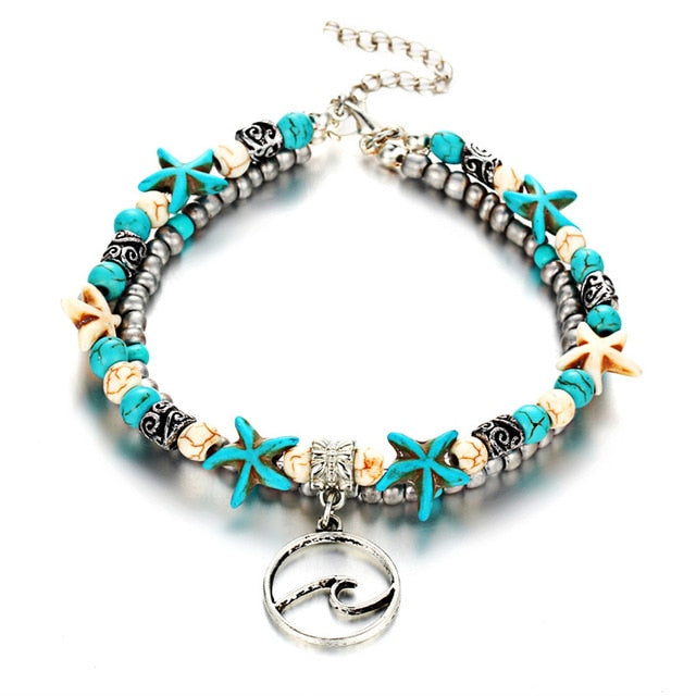 (BEST SELLER) Handgemaakte  Schildpad & Oceaan Enkelarmband